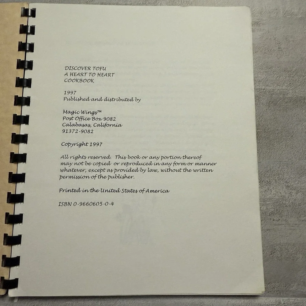 Discover Tofu A Heart to Heart Cookbook‎ by Lisa Wendelstein Paperback Book